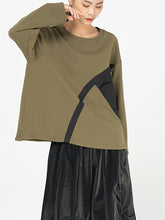 Pullover Round-Neck Color-Block Shirt